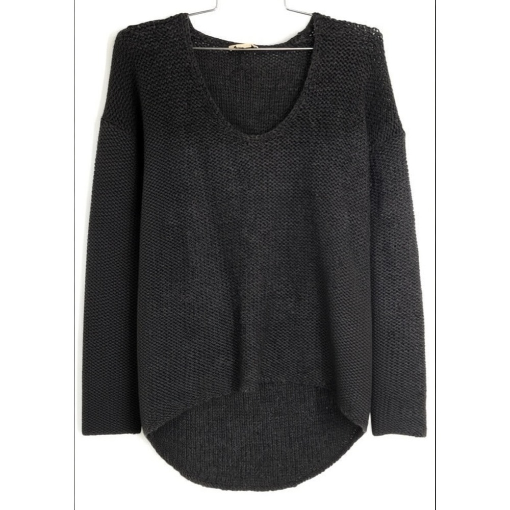 Helmut Lang Charcoal Gray Alpaca Wool Chunky Knit Sweater Size P